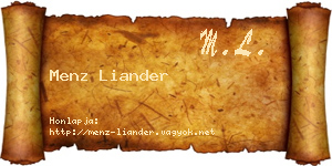 Menz Liander névjegykártya